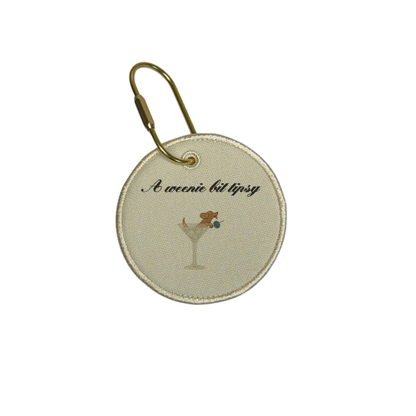 A Weenie Bit Tipsy circle tag — A weenie bit tipsy · Script with Weenie in the glass