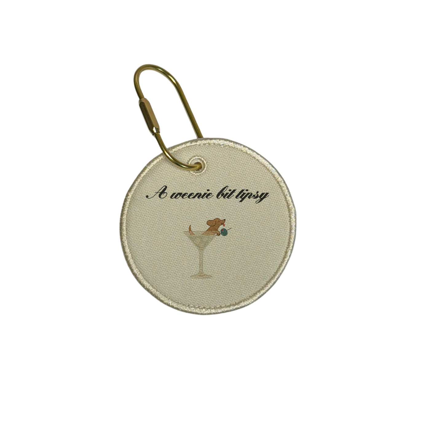 A Weenie Bit Tipsy circle tag — A weenie bit tipsy · Script with Weenie in the glass